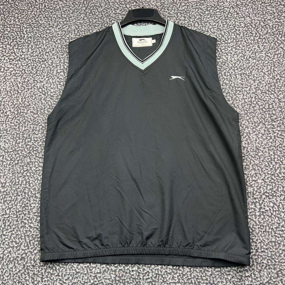 Slazenger Golf Windbreaker Vest Men Large Black V-Neck Pullover Sleeveless